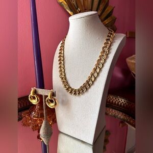 1990's Monet Glam Gold Chunky Chain Jewelry Set